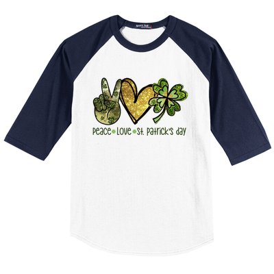 Peace Love St Patrick's Day Festive Baseball Sleeve Shirt