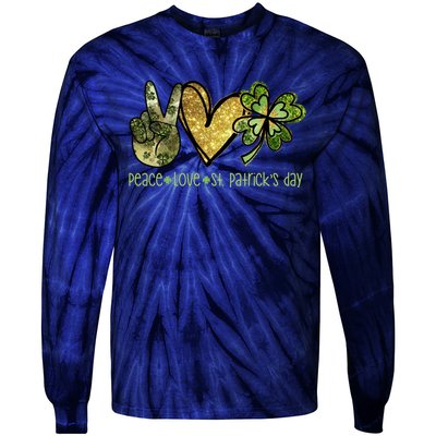 Peace Love St Patrick's Day Festive Tie-Dye Long Sleeve Shirt