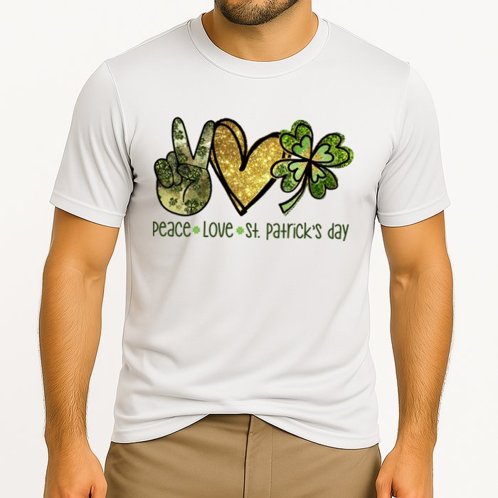Peace Love St Patrick's Day Festive Cooling Performance Crew T-Shirt