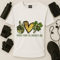 Peace Love St Patrick's Day Festive Cooling Performance Crew T-Shirt