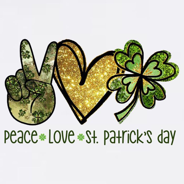 Peace Love St Patrick's Day Festive Cooling Performance Long Sleeve Crew