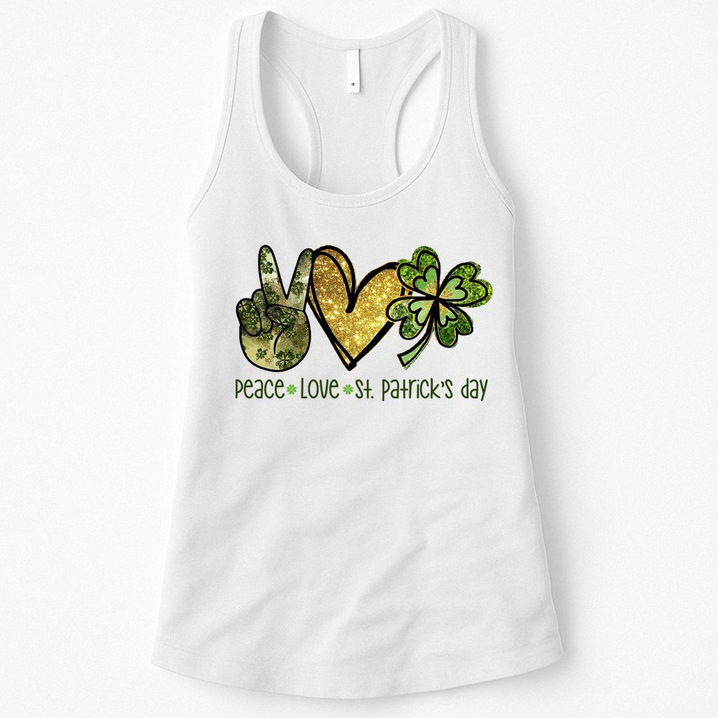 Peace Love St Patrick's Day Festive Womens Tank Top