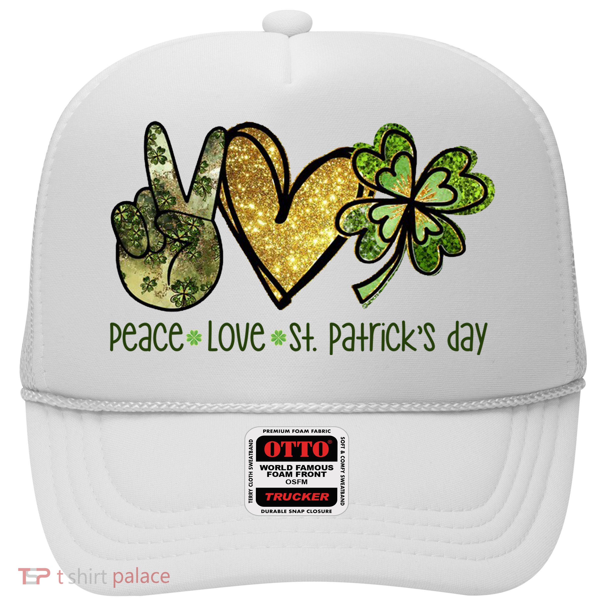 Peace Love St Patrick's Day Festive Trucker Hat