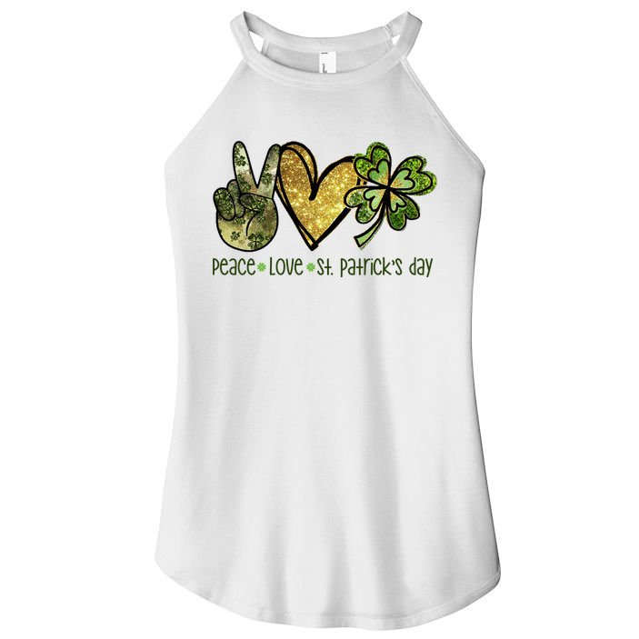 Peace Love St Patrick's Day Festive Women's Perfect Tri Rocker Tank