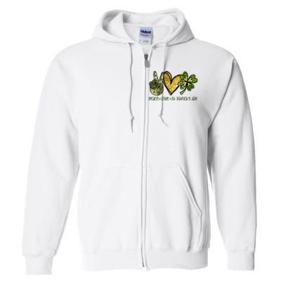 Peace Love St Patrick's Day Festive Full Zip Hoodie