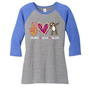 Peace Love Sloth Gift Hand Sign Heart Sloth Lovers Gift Women's Tri-Blend 3/4-Sleeve Raglan Shirt