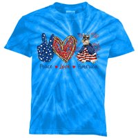 Peace Love Schnauzer Dog Patriotic America Flag 4th July Gift Kids Tie-Dye T-Shirt