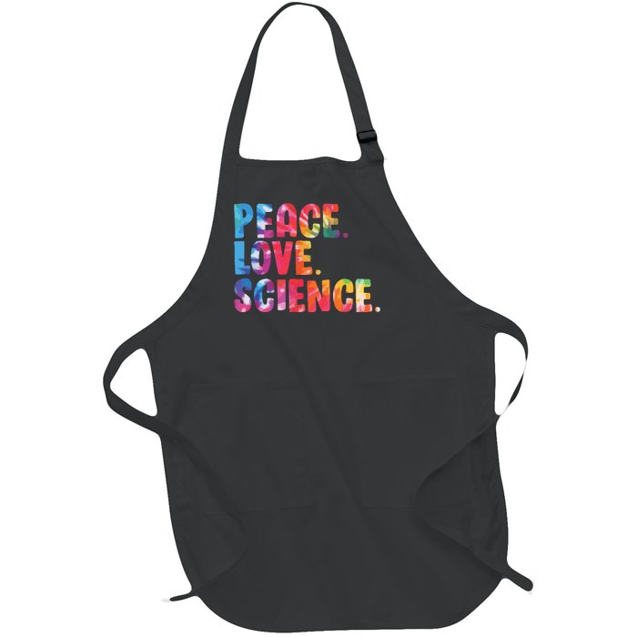 Peace Love Science Funny Awesome Tie Dye Full-Length Apron With Pockets