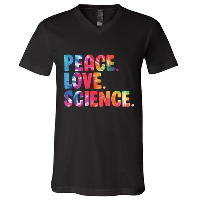 Peace Love Science Funny Awesome Tie Dye V-Neck T-Shirt