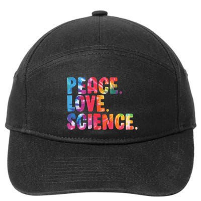 Peace Love Science Funny Awesome Tie Dye 7-Panel Snapback Hat