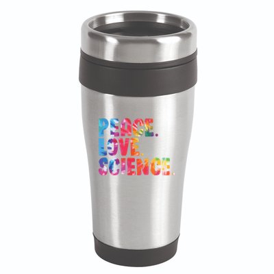 Peace Love Science Funny Awesome Tie Dye 16oz Travel Tumbler