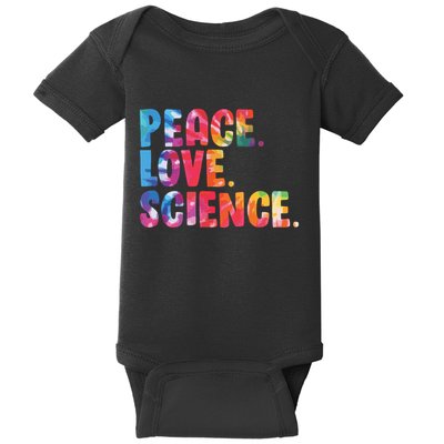 Peace Love Science Funny Awesome Tie Dye Baby Bodysuit