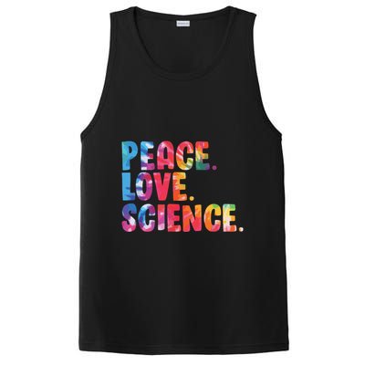 Peace Love Science Funny Awesome Tie Dye PosiCharge Competitor Tank