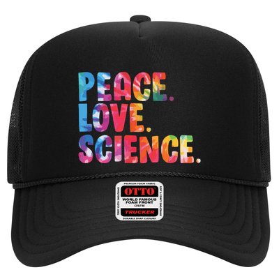 Peace Love Science Funny Awesome Tie Dye Trucker Hat