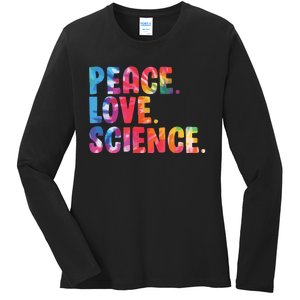 Peace Love Science Funny Awesome Tie Dye Ladies Long Sleeve Shirt