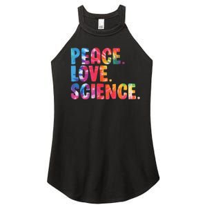 Peace Love Science Funny Awesome Tie Dye Women's Perfect Tri Rocker Tank