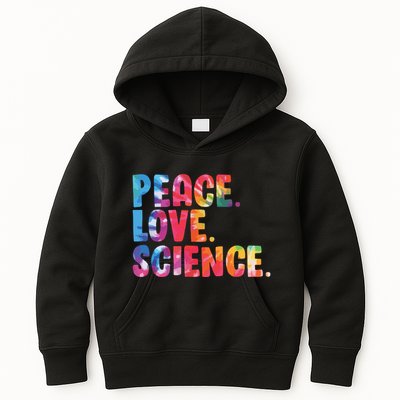 Peace Love Science Funny Awesome Tie Dye Kids Hoodie
