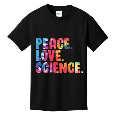 Peace Love Science Funny Awesome Tie Dye Kids T-Shirt
