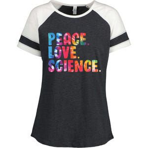 Peace Love Science Funny Awesome Tie Dye Enza Ladies Jersey Colorblock Tee