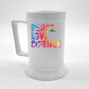 Peace Love Science Funny Awesome Tie Dye Beer Stein