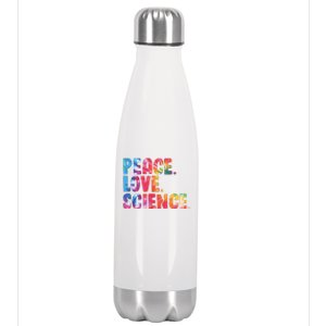 Peace Love Science Funny Awesome Tie Dye Stainless Steel Insulated Water Bottle