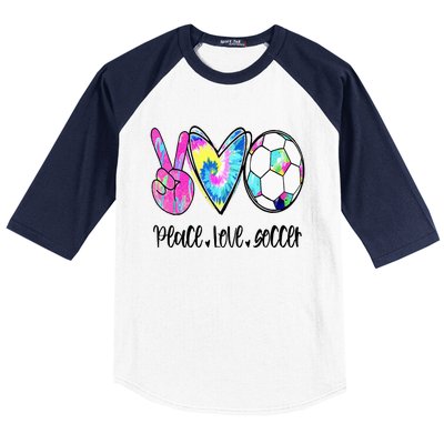 Peace Love Soccer Tie Dye Cute Soccer Lovers Baseball Sleeve Shirt