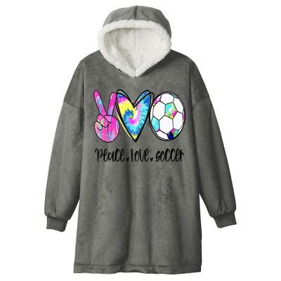 Peace Love Soccer Tie Dye Cute Soccer Lovers Hooded Wearable Blanket
