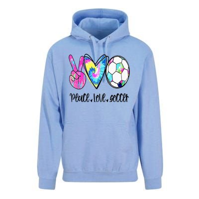 Peace Love Soccer Tie Dye Cute Soccer Lovers Unisex Surf Hoodie