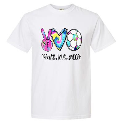 Peace Love Soccer Tie Dye Cute Soccer Lovers Garment-Dyed Heavyweight T-Shirt