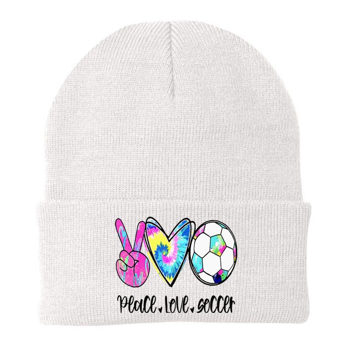 Peace Love Soccer Tie Dye Cute Soccer Lovers Knit Cap Winter Beanie