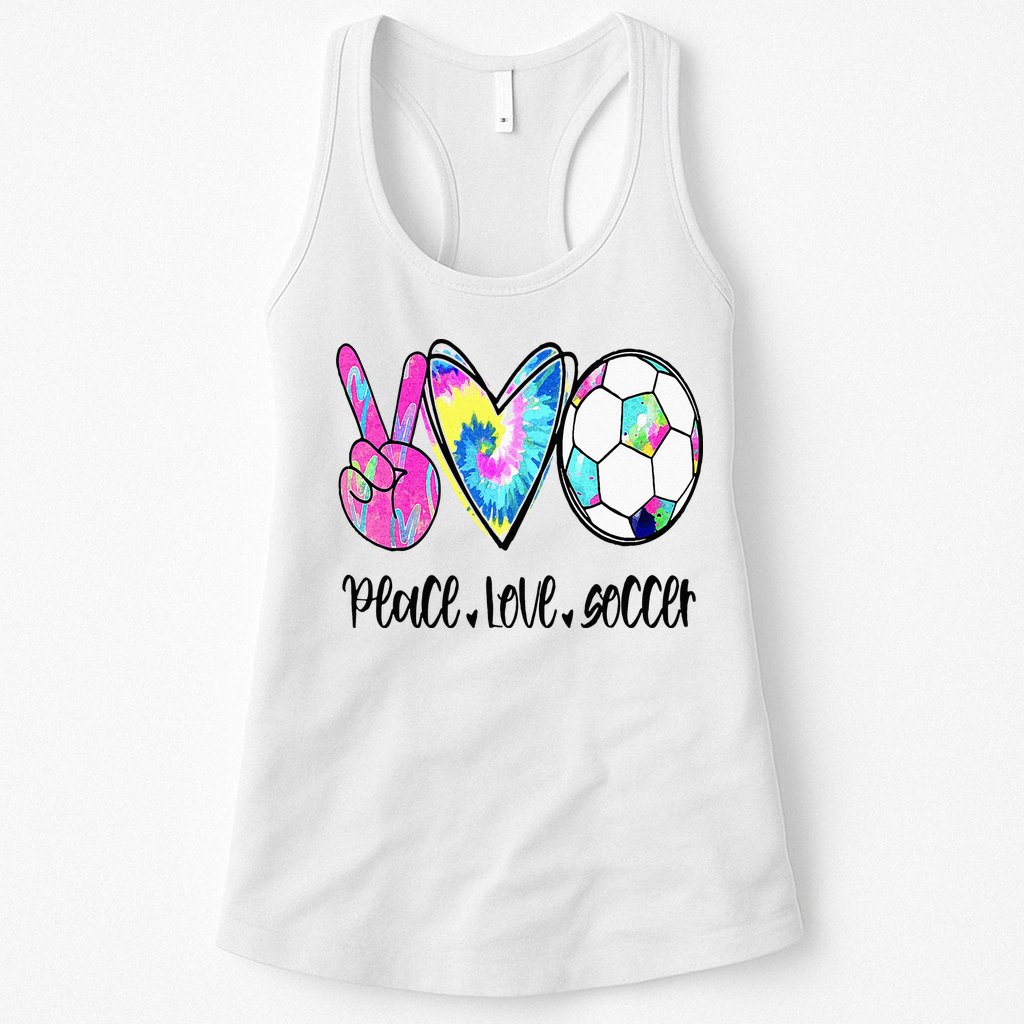 Peace Love Soccer Tie Dye Cute Soccer Lovers Womens Tank Top