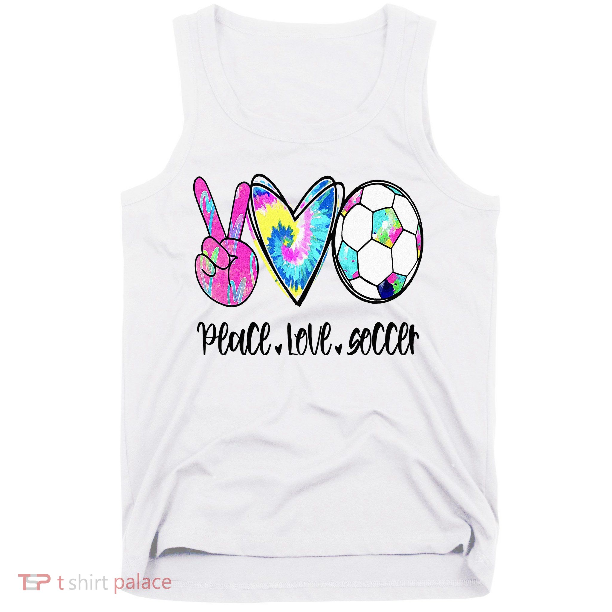 Peace Love Soccer Tie Dye Cute Soccer Lovers Tank Top
