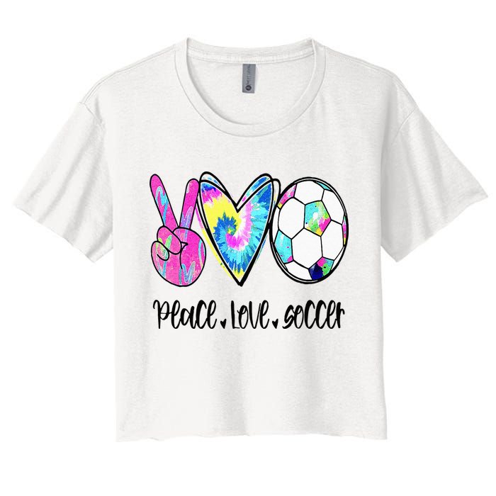 Peace Love Soccer Tie Dye Cute Soccer Lovers Women's Crop Top Tee
