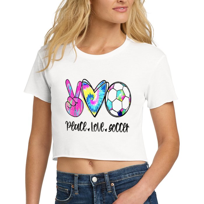 Peace Love Soccer Tie Dye Cute Soccer Lovers Women's Crop Top Tee