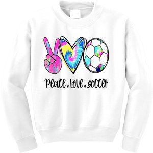 Peace Love Soccer Tie Dye Cute Soccer Lovers Kids Sweatshirt