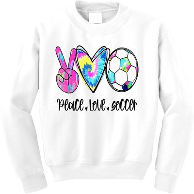 Peace Love Soccer Tie Dye Cute Soccer Lovers Kids Sweatshirt