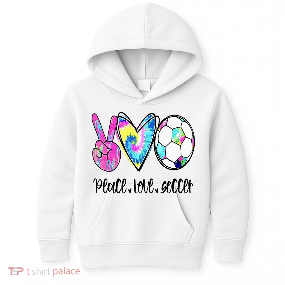 Peace Love Soccer Tie Dye Cute Soccer Lovers Kids Hoodie