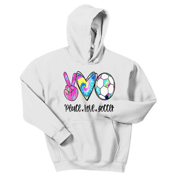 Peace Love Soccer Tie Dye Cute Soccer Lovers Kids Hoodie