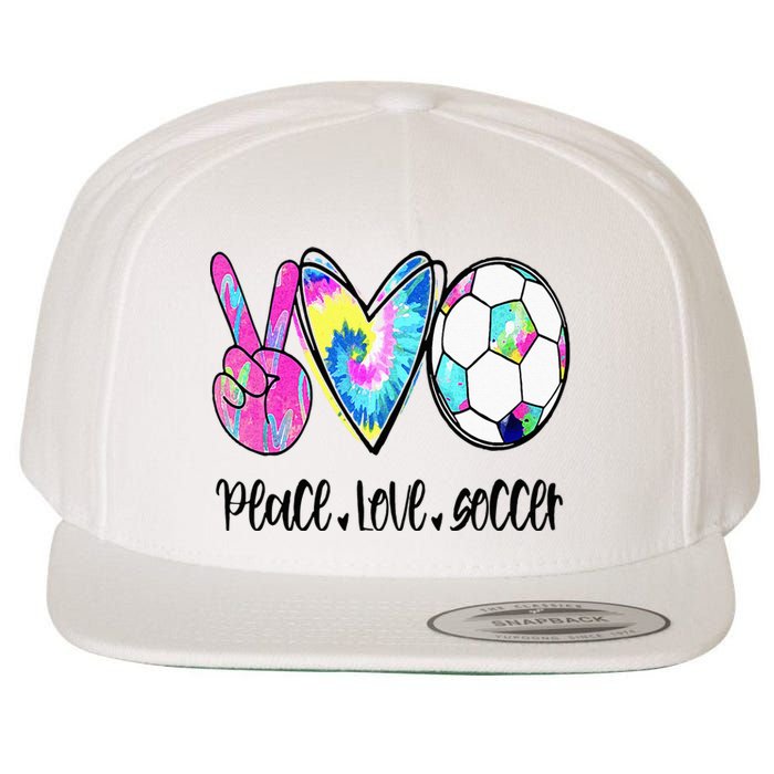 Peace Love Soccer Tie Dye Cute Soccer Lovers Wool Snapback Cap