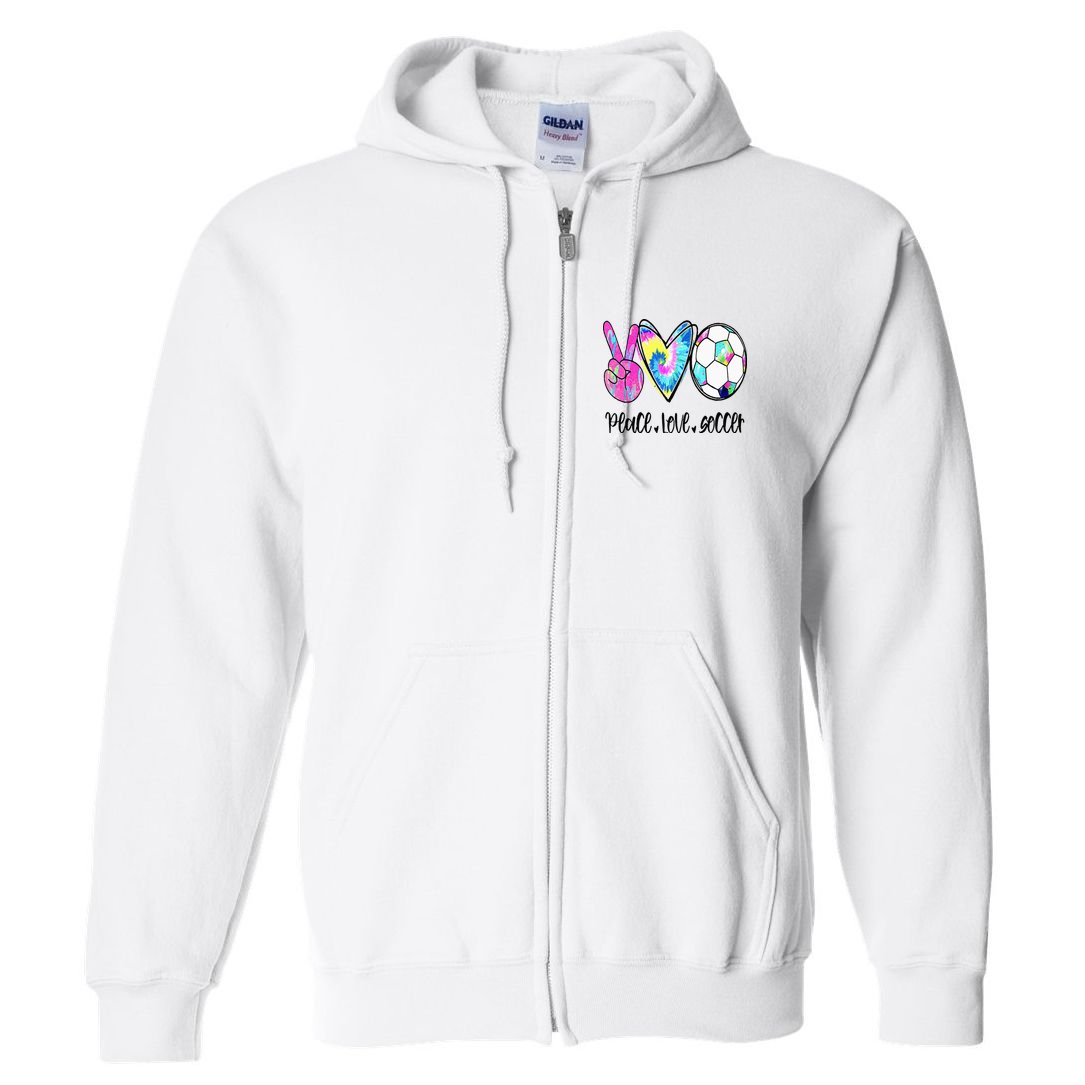 Peace Love Soccer Tie Dye Cute Soccer Lovers Full Zip Hoodie