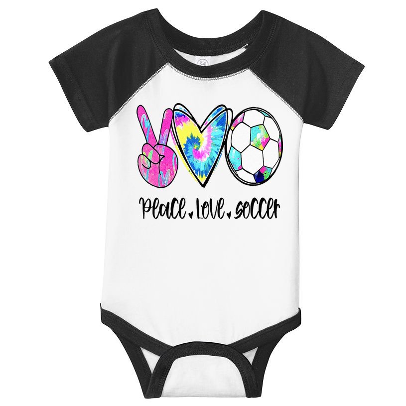 Peace Love Soccer Tie Dye Cute Soccer Lovers Infant Baby Jersey Bodysuit