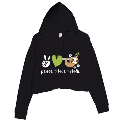 Peace Love Sloth Cool Gift Crop Fleece Hoodie