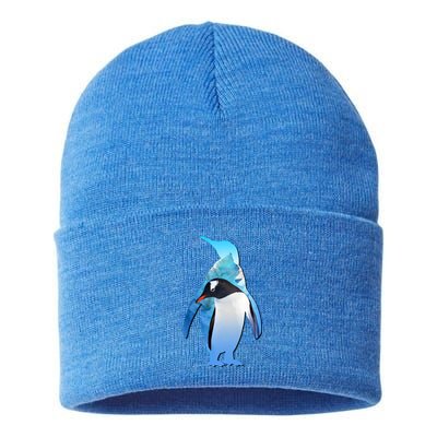 Penguin Lovers Silhouette Earth Day And Ocean Week Meaningful Gift Sustainable Knit Beanie