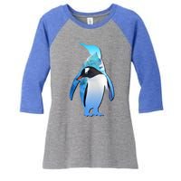 Penguin Lovers Silhouette Earth Day And Ocean Week Meaningful Gift Women's Tri-Blend 3/4-Sleeve Raglan Shirt