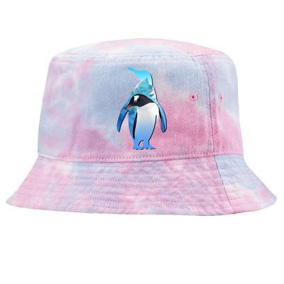 Penguin Lovers Silhouette Earth Day And Ocean Week Meaningful Gift Tie-Dyed Bucket Hat