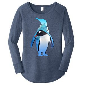 Penguin Lovers Silhouette Earth Day And Ocean Week Meaningful Gift Women's Perfect Tri Tunic Long Sleeve Shirt