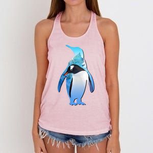 Penguin Lovers Silhouette Earth Day And Ocean Week Meaningful Gift Women's Knotted Racerback Tank