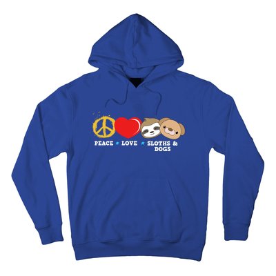 Peace Love Sloths And Dogs Funny Gift Hoodie