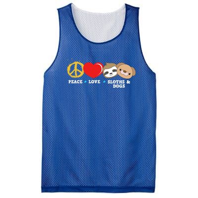 Peace Love Sloths And Dogs Funny Gift Mesh Reversible Basketball Jersey Tank