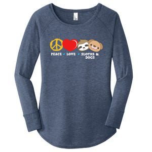 Peace Love Sloths And Dogs Funny Gift Women's Perfect Tri Tunic Long Sleeve Shirt